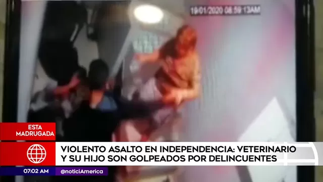 Asalto en Independencia: Cámaras captan robo y golpiza a veterinario y a su hijo