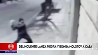 Ate: Delincuente lanza piedra y bomba molotov a casa 