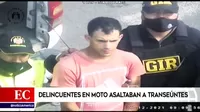 Ate: Delincuentes en moto robaban celulares a transeúntes 