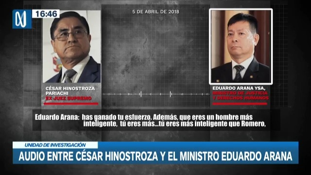 El audio entre el ministro de Justicia y César Hinostroza, vinculado a Los Cuellos Blancos