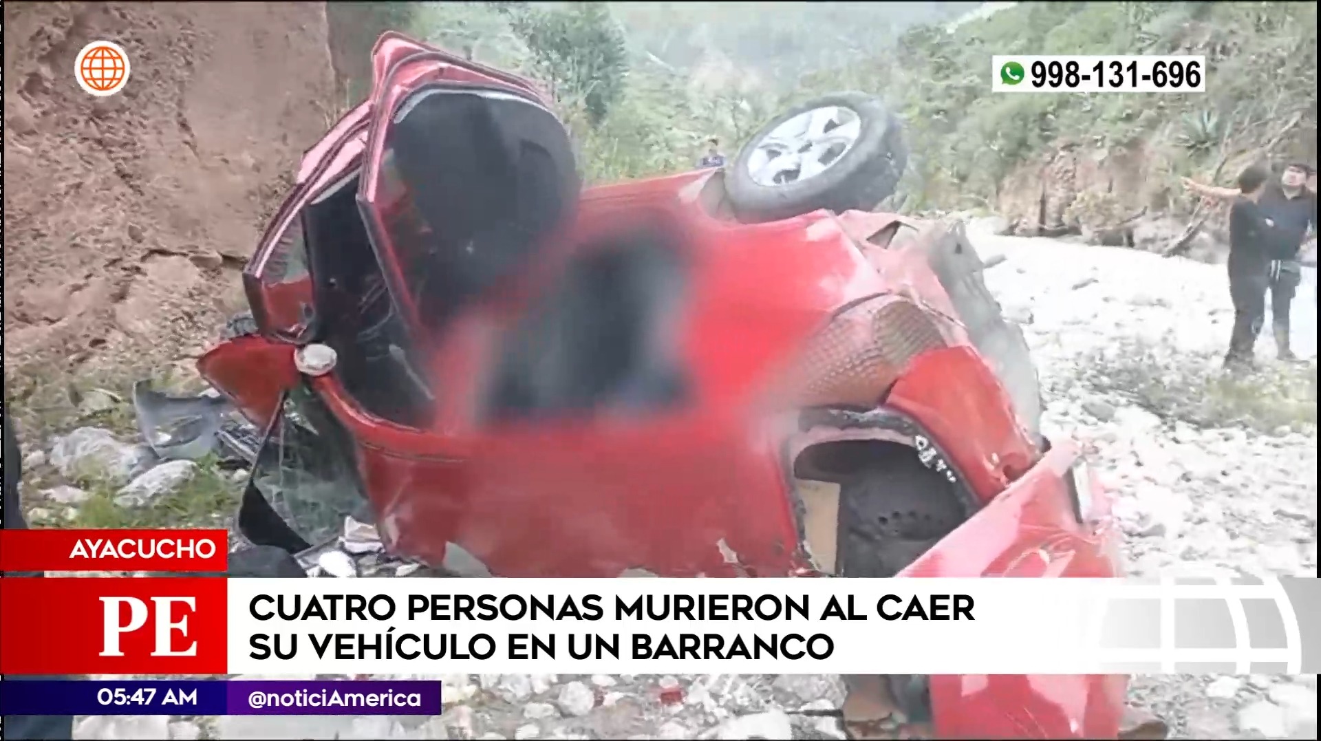 Accidente vehicular en Ayacucho. Foto: América Noticias
