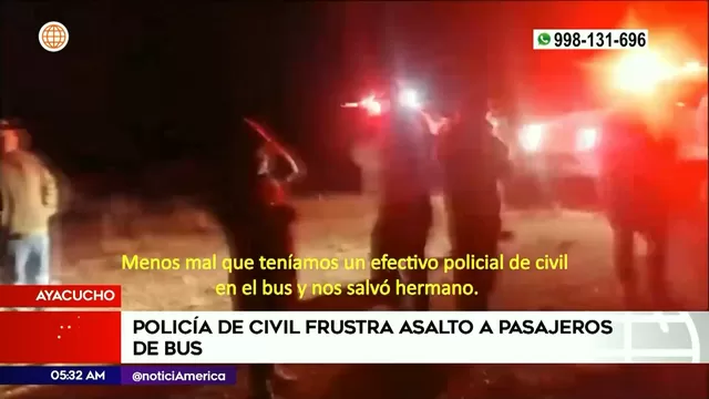 Ayacucho: Policía de civil frustró asalto a pasajeros de bus interprovincial