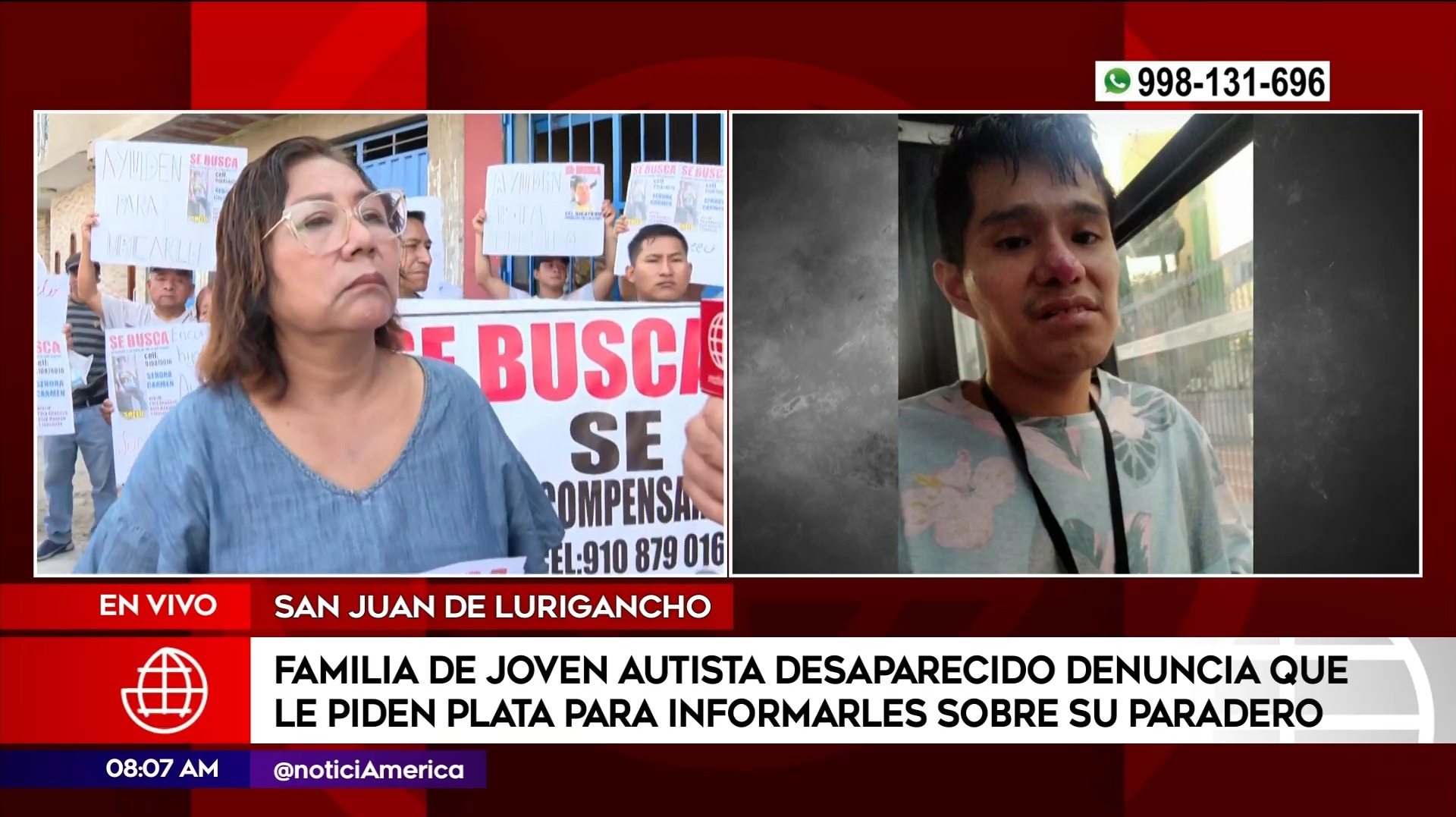 Desaparecido en San Juan de Lurigancho. Foto: América Noticias