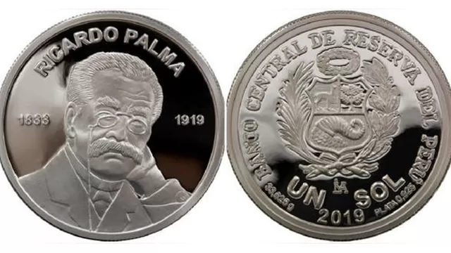 Banco Central de Reserva lanza moneda de S/1 alusiva a Ricardo Palma