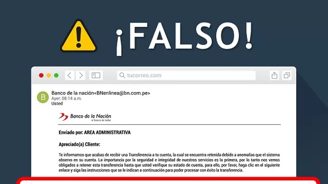 Banco de la Nación sobre correo fraudulento. Foto: Twitter Banco de la Nación