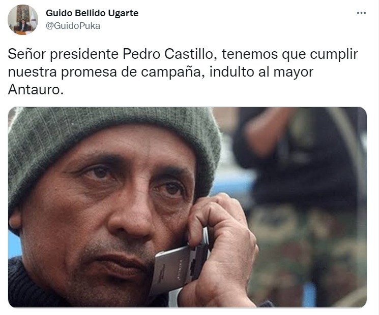 Guido Bellido a Pedro Castillo: Tenemos que cumplir la promesa de campaña, el indulto a Antauro Humala