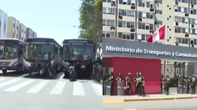 Buses del Corredor Morado llegaron a los exteriores del ministerio de Transportes