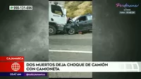 Cajamarca: Dos muertos tras violento choque de camión y camioneta