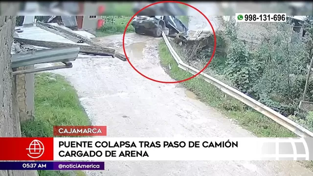 Cajamarca: Puente se derrumbó mientras pasaba camión cargado de arena