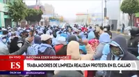 Callao: Decenas de trabajadores de limpieza realizan protesta tras despidos