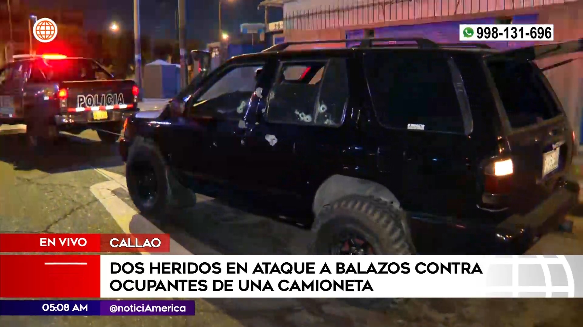 Ataque a camioneta en el Callao. Foto: América Noticias