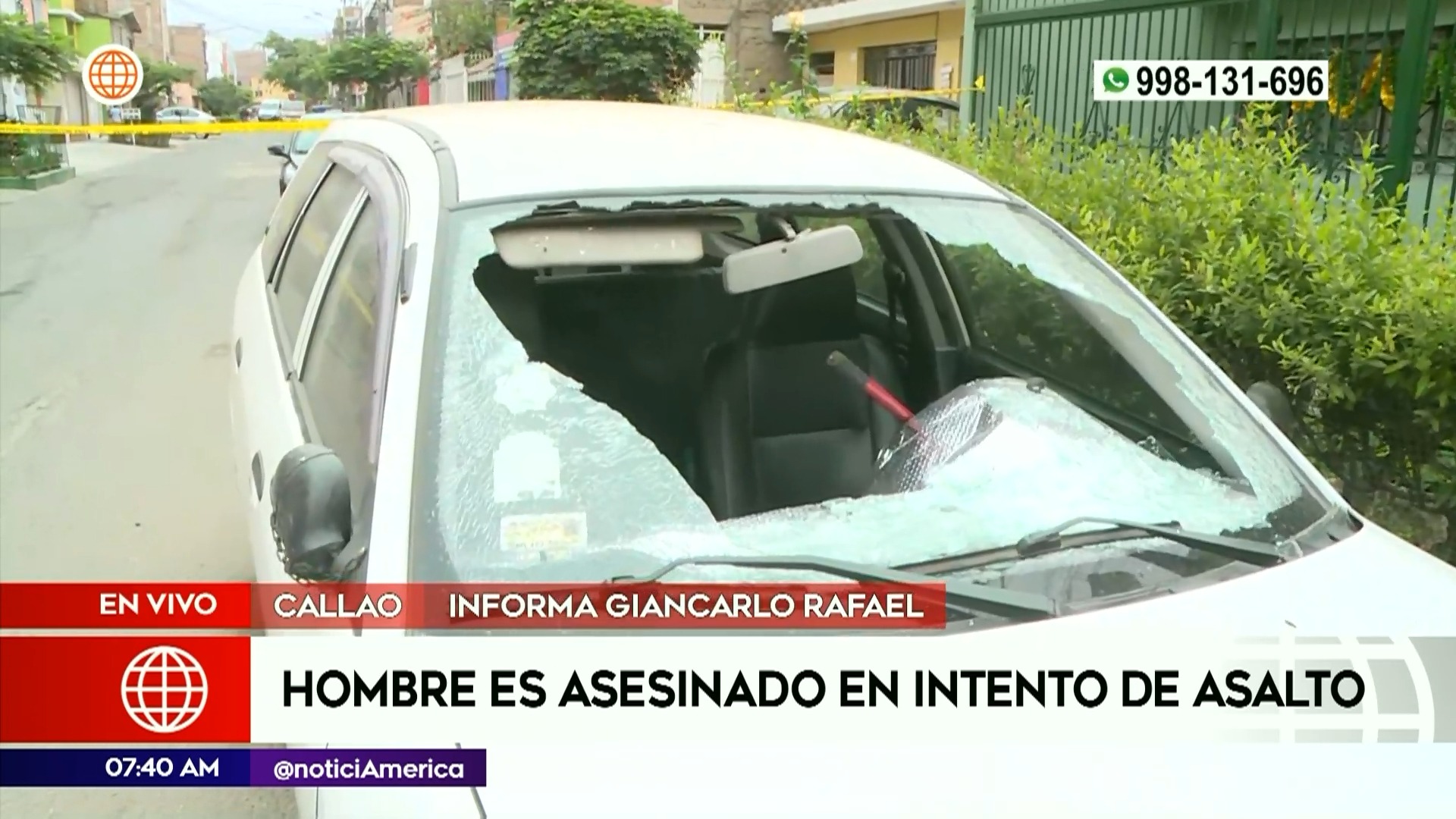 Auto afectado | Captura: América Noticias
