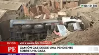 Camión cayó desde una pendiente sobre casas en Villa María del Triunfo