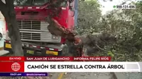 San Juan de Lurigancho: Camión se estrelló contra árbol 