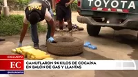 Camuflan 94 kilos de droga en un balón de gas y en llantas