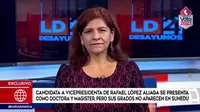 Candidata a la vicepresidencia de López Aliaga se presenta como doctora, pero grado no aparece en Sunedu