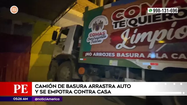 Carabayllo: Camión de basura arrastró auto y se empotró en una casa tras perder el control
