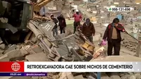 Carabayllo: Retroexcavadora cae sobre nichos de cementerio