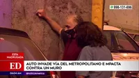 Centro de Lima: Auto chocó con muro tras invadir carril del Metropolitano