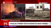 Cercado de Lima: Cuatro familias pierden todo tras incendio en varias viviendas