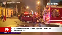Cercado de Lima: Cuatro heridos deja choque de un auto contra taxi