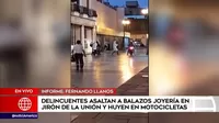 Cercado de Lima: Cuatro sujetos asaltaron a balazos joyería en Jirón de la Unión