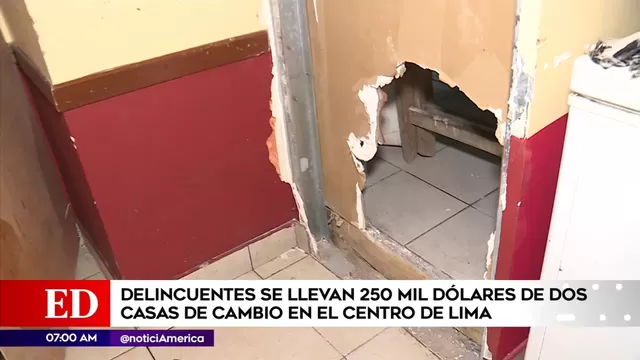 Cercado de Lima: ladrones se llevan más de US$ 250 mil de dos casas de cambio