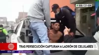 Cercado de Lima: Tras persecución capturan a ladrón de celulares