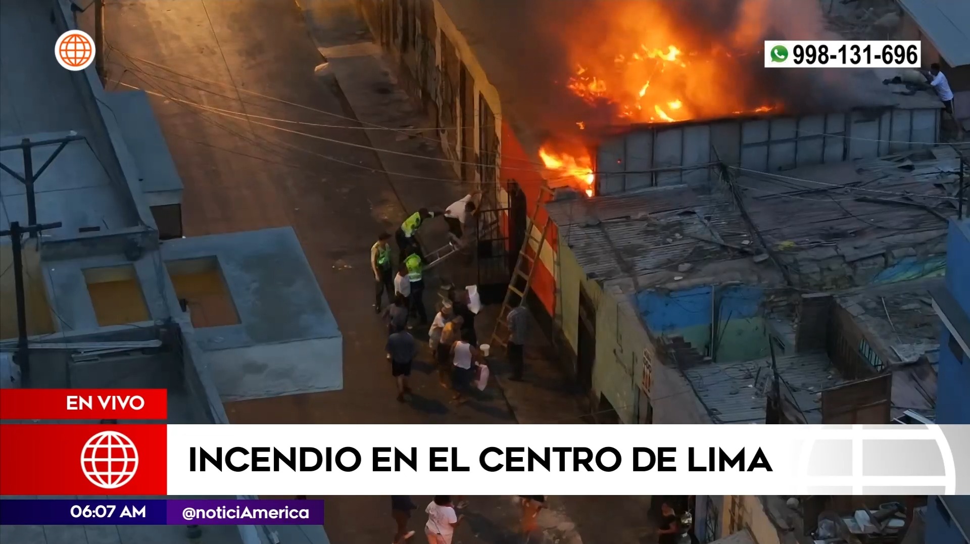 Incendio en el Cercado de Lima. Foto: América Noticias