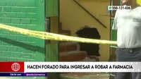 Chaclacayo: Delincuentes realizaron forado para robar farmacia