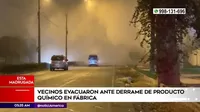 Chaclacayo: Vecinos evacuaron ante derrame de producto químico en fábrica