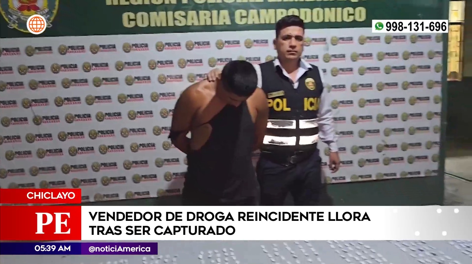 Delincuente lloró al ser intervenido en Chiclayo. Foto: América Noticias