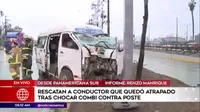 Chofer resultó herido tras chocar combi contra poste en la Panamericana Sur