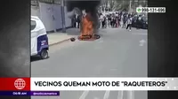 Chorrillos: Queman moto de raquetero que intentó asaltar a escolar