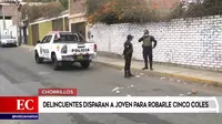 Chorrillos: Delincuentes disparan a joven para robarle cinco soles