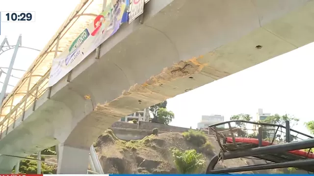 Chorrillos: Puente quedó dañado tras ser impactado por tráiler
