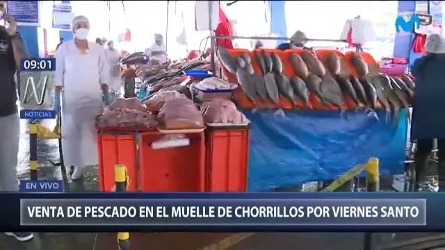 Chorrillos: Venta de pescado en el muelle por viernes santo