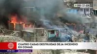 Comas: Cuatro casas destruidas tras incendio