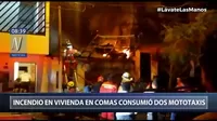 Comas: Incendio consumió una vivienda y dos mototaxis