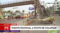 Comas: Puente Peatonal a punto de colapsar por desprendimiento de estructura