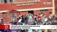 Comas: Vecinos impidieron a la fuerza que agentes de la Policía dejen local municipal
