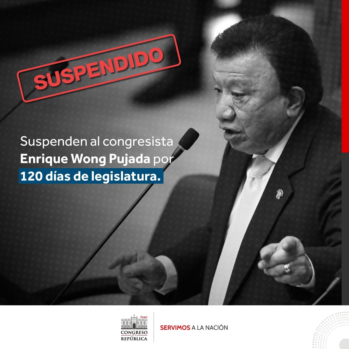 Congreso: Pleno suspende a Enrique Wong por 120 días