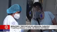 Coronavirus: Tres provincias de la región Arequipa volverán a riesgo extremo desde el lunes 14