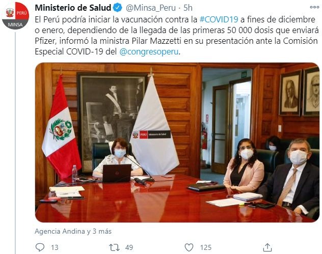 Vacuna COVID-19: ¿Cuáles serán las etapas de aplicación y cuándo llegarán las dosis al Perú?