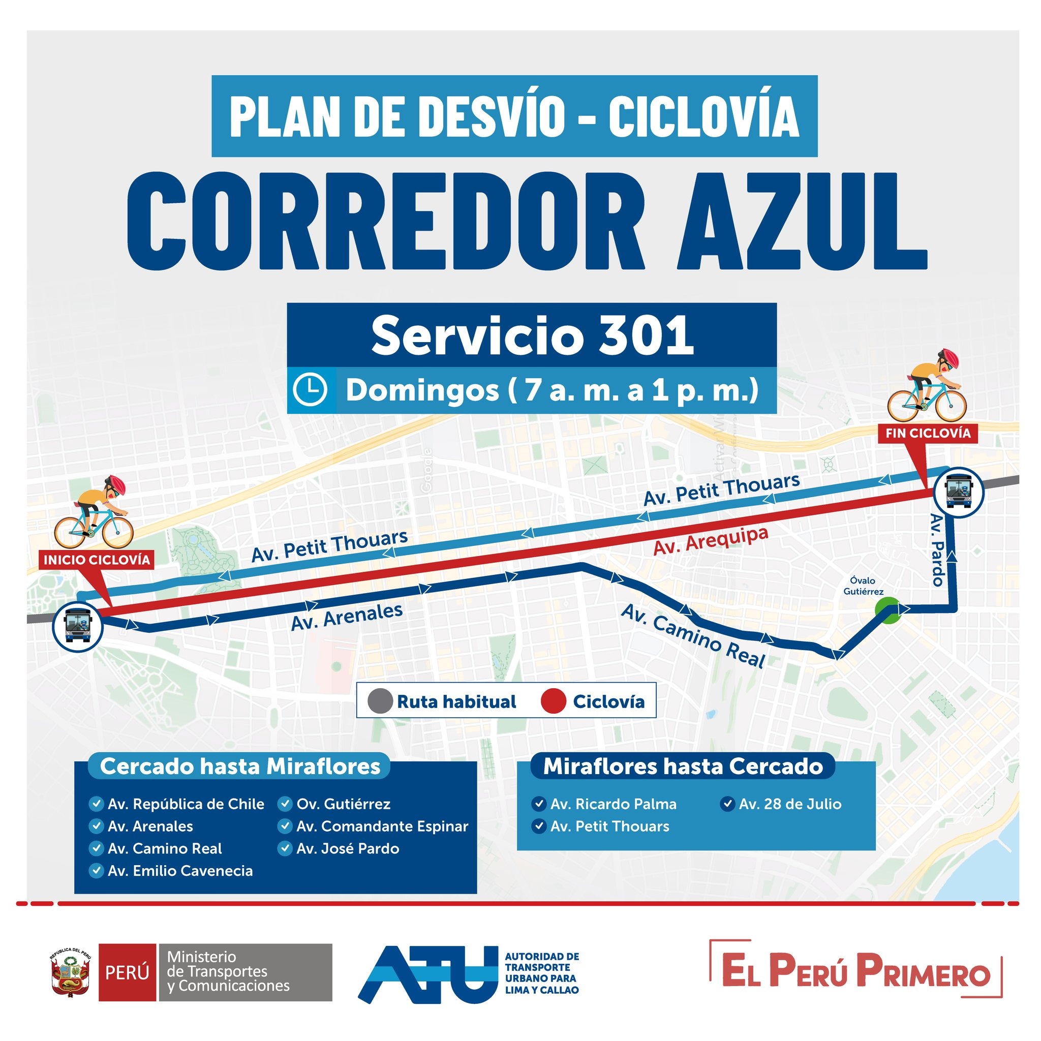 Corredores Azul y Morado: Revisa el plan de desvío de rutas ante cierre de avenidas Arequipa y Brasil