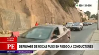Costa Verde: Derrumbe de rocas puso en riesgo a conductores