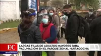 SJL: Largas filas de adultos mayores para vacunación en el parque zonal Huiracocha