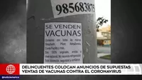 COVID-19: Delincuentes colocan anuncios de supuestas ventas de vacunas