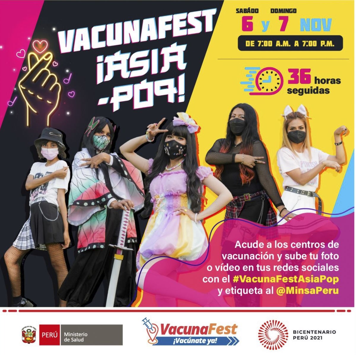 COVID-19 Perú: VacunaFest Asia Pop va hasta las 7 p.m. de hoy domingo
