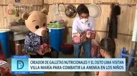 Creador de galletas nutricionales y Osito Lima visitan VMT para combatir la anemia infantil 